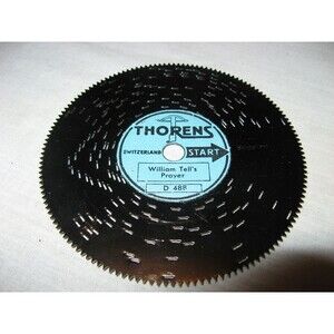 Thorens Switzerland Music Box 4.5" Metal Disc William Tell's Prayer D488